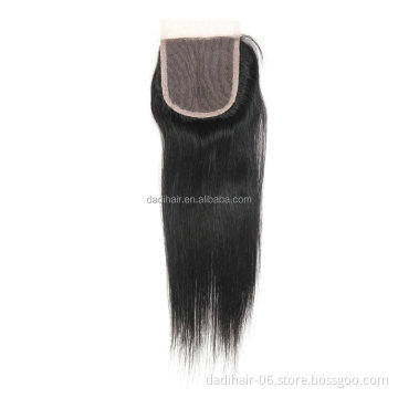 Factory Price Hot Sale brazilian silk straight hair virgin human hair weaving with lace closure STW 4*4